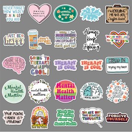 Mental Health Stickers Pack of 50 Skateboard Graffiti Stickers Motorcycles Bicycle Snowboard Luggage Laptop Car Suitcase for Children and Teenagers Waterproof Vinyl Stickers