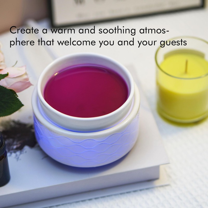 7-Color Changing Wax Melt Warmer, Modern Ripple Design 3-in-1 Electric
