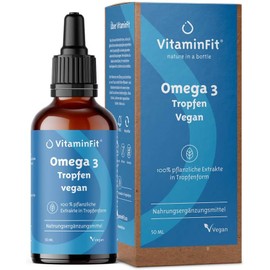 Omega-3 Drops Vegan - Fish Free - DHA & EPA - Omega-3l from Sustainable Algae Oil 400mg DHA and 148mg EPA Per Day - High Dosage - 2 Month Supply (50ml)