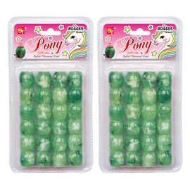 48 Pcs Beads Jewelry Making Kit DIY Hair Braiding Bracelet Ornaments Crafts Marble Jumbo Round Pony (Green)