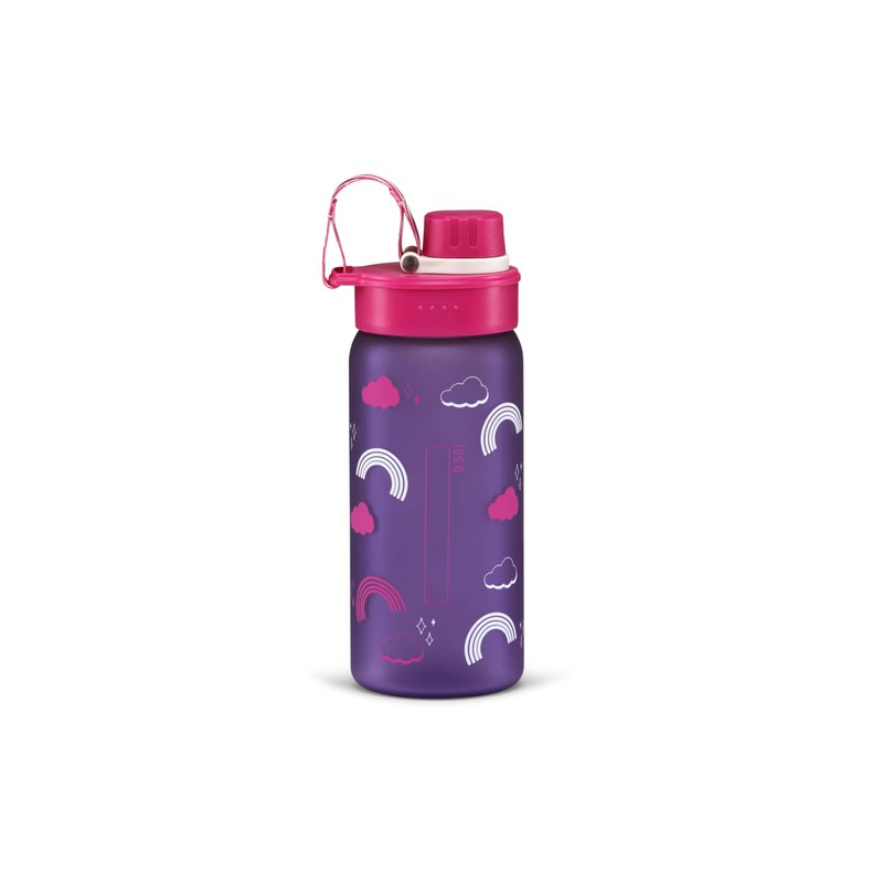 Trinkflasche BPA-frei 550 ml, auslaufsicher und Kohlensäure geeignet, spülmaschinengeeignet, Regenbogen