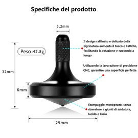 LOQATIDIS Metal Stainless Steel Spinning Top, Well Made EDC Decompression Toy, Perfectly Balanced, Spin Smooth, Long Rotation Time, Helps Relieve Stress and Anxiety (L/Black)