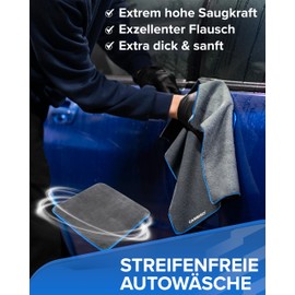 Carbigo® 2X Profi Mikrofasertücher mit 1200 GSM - extrem saugstark & lackschonend Dank weicher Mikrofaser - Ideales Poliertuch zur Reinigung von Auto & Motorrad - 40x40cm