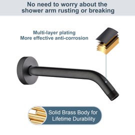 BRIGHT SHOWERS Shower Arm with Flange 10 Inches Solid Brass Shower Head Extension Arm, Wall Mounted Shower Pipe Arm for Rainfall Shower Head and Handheld Showerhead, Oil-Rubbed Bronze