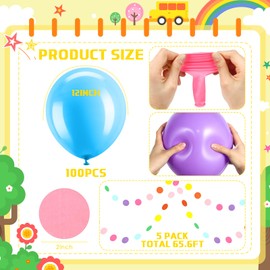 Soulchen Mexican Hanging Rainbow Party Decorations 120 Pcs 12'' Fiesta Balloons Assorted Colors 65.6 ft Colorful Paper Garland Circle Circle Dots Streamers for Birthday Baby Shower Party Supplies