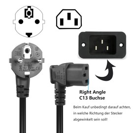 GELRHONR 3 Pin IEC Power Cable, 90° Angled CEE 7/7 to C13 Coiled Cable, Power Cable with Angled IEC Connector C13 Coiled Cable for Monitors, PC, Printers, Scanners, TV (Right Angle C13)