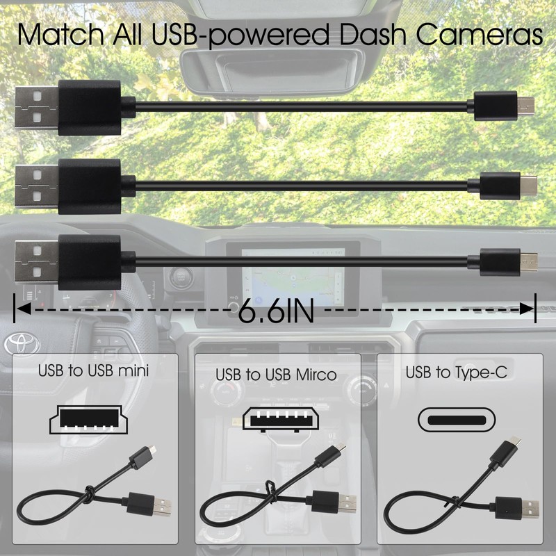 Dash Cam Power Adapter for Toyota Tacoma 15-23/ Highlander 15-16/