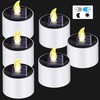 Vabrloy 6PCS Waterproof Solar Power Tealights Outdoor,Flameless Flickering LED Tealight