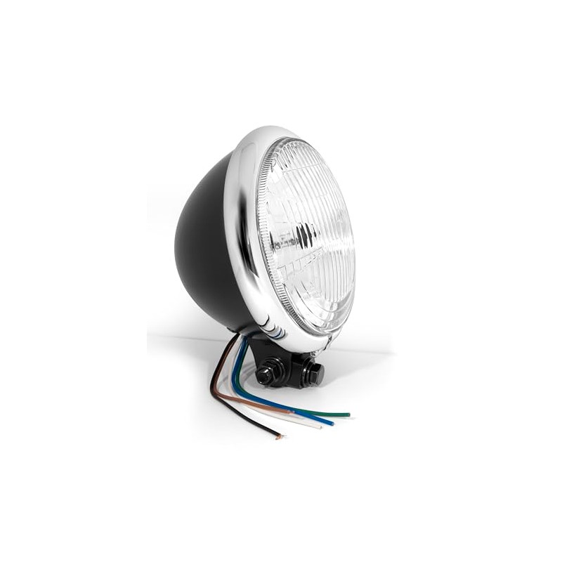5¾ Inch H4 Headlight Black Chrome Bates Style with Parking