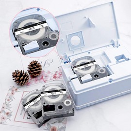 5-Pack Aonomi Compatible Label Tape Replacement for Epson LK-4WBN (SS12KW) Label Tape Cartridges, 1/2'' Standard LK (LC) Black on White Tape for Epson LabelWorks LW-400, LW-300, LW-600P Label Printer