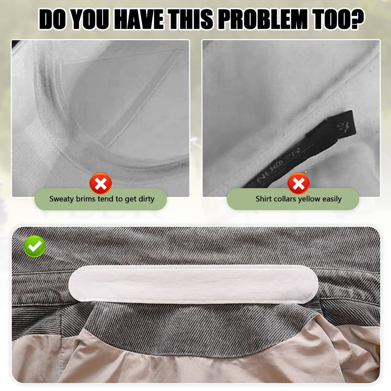 50pcs Hat Sweat Liner for Cap, White Absorbent Hat Liners