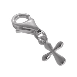 jewellerybox Sterling Silver Small Flat Rounded Cross clip on charm