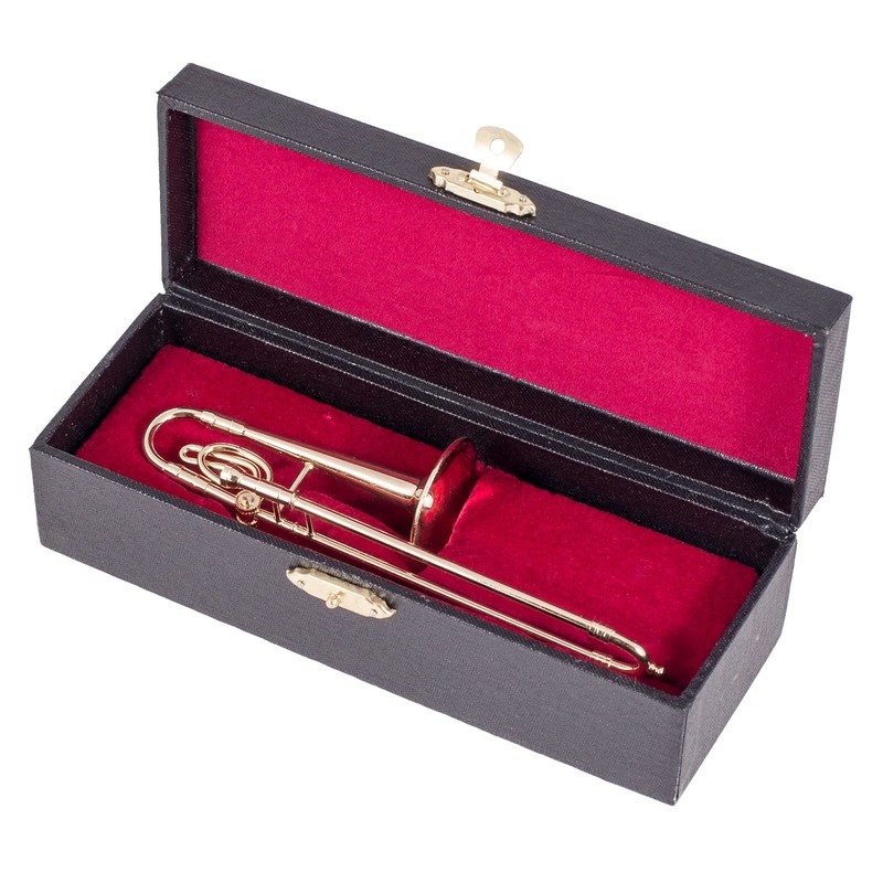 Broadway Gift Gold Trombone Music Instrument Miniature Replica with Case