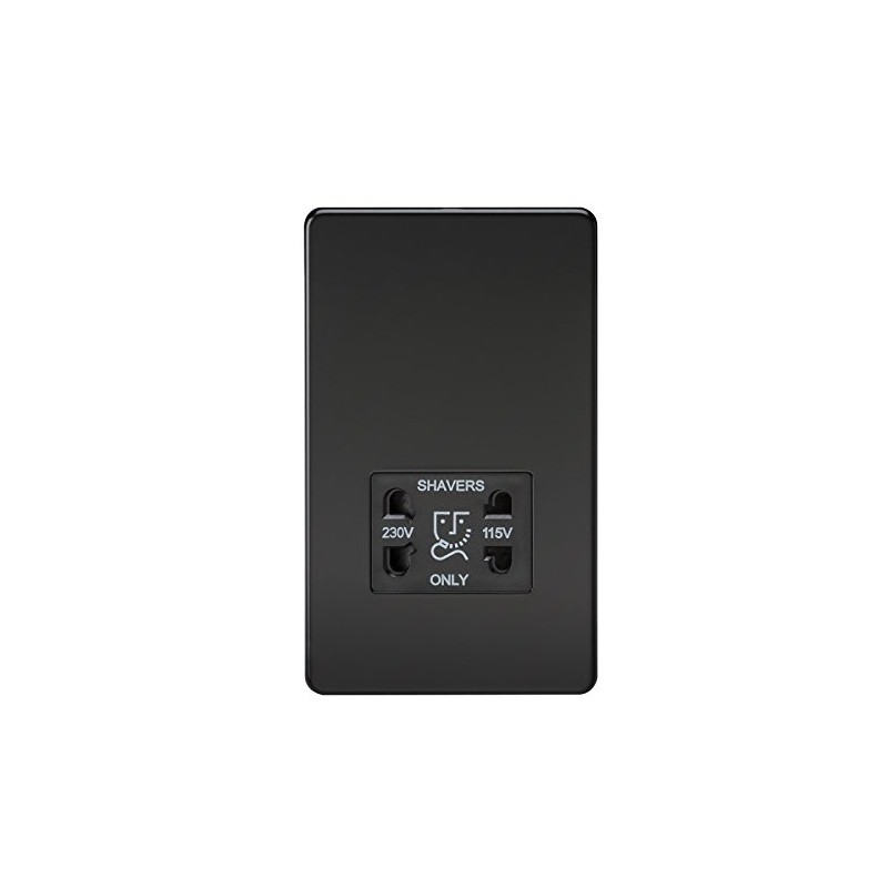 Knightsbridge SF8900MB Screwless Dual Voltage Shaver Socket in Matt Black,