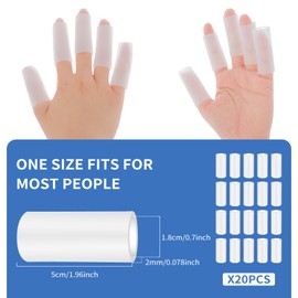 Silicone Finger Sleeve, 20 Pieces Gel Finger Sleeve Protectors for Arthritis Finger Pain, Gel Thumb Finger Tubes for Golf Basketball Golf Rugby Cracked Finger Blisters and Calluses Protect