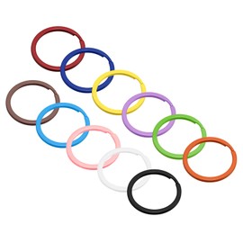 sourcing map Split Keychain Rings, 30mm/1.2inch Round Flat Key Holder for Keys Organization, Decoration, Carbon Steel, Set of 11 Colors