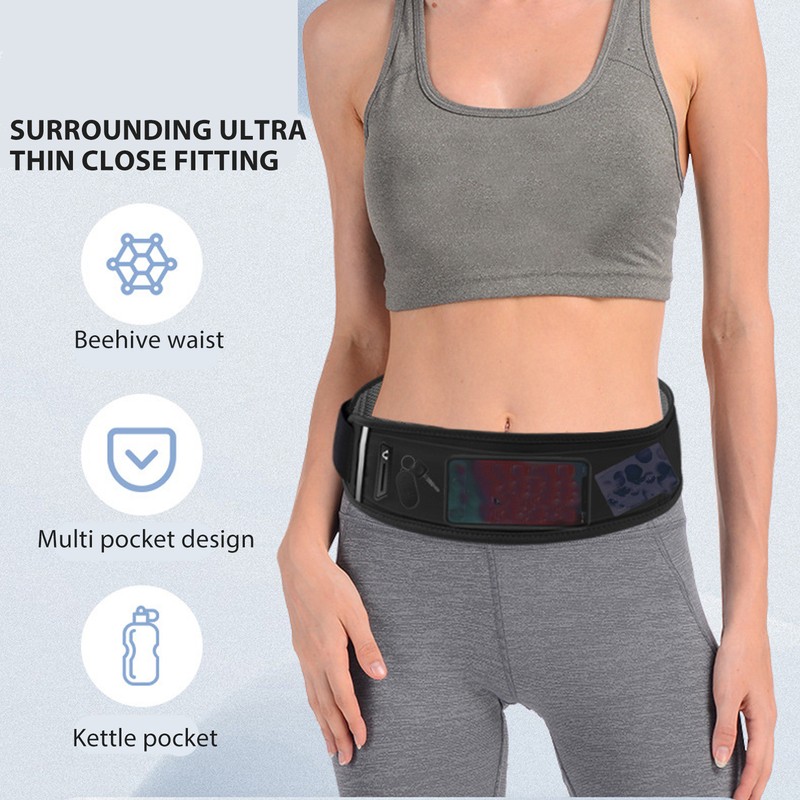 Running Waist Bag Multi Independent Pockets Elastic Breathable Thin Light
