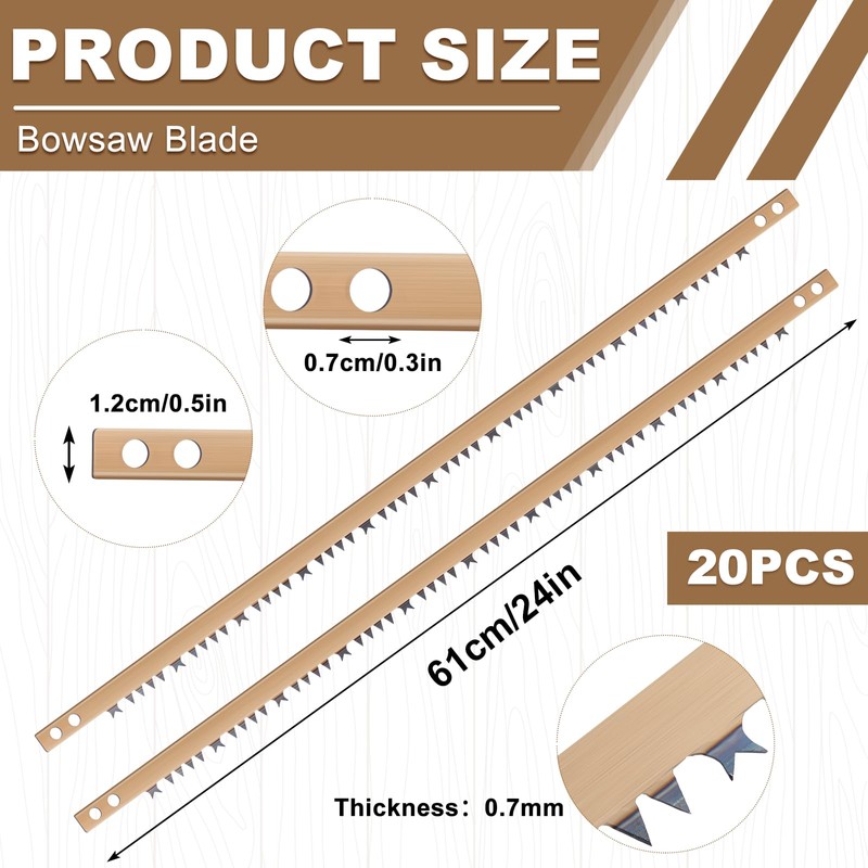 Yaocom 20 Pcs Bow Saw Blade 24 Inch Steel Blade