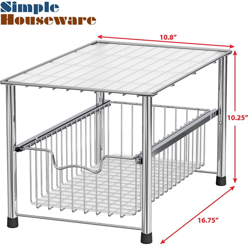 Simple Houseware Chrome Metal Stackable Storage Rack, 16.75 in L