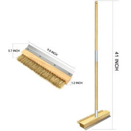 SHANGPEIXUAN Pizza Oven Brush 41-Inch Long Wood Handle Brass Bristles with Steel Scraper, Outdoor Pizza Oven Accessories