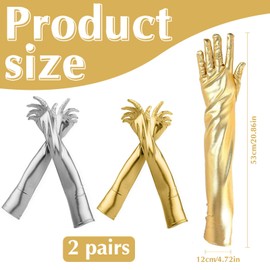 2 Pairs Women's Long Gloves Classic Opera Festival Party Wedding Bridal Gloves Elastic Long Gloves Made of Shiny Patent Leather for Women