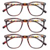 HAPJOYS 3 Pack Reading Glasses Women Men Stylish Oval Readers