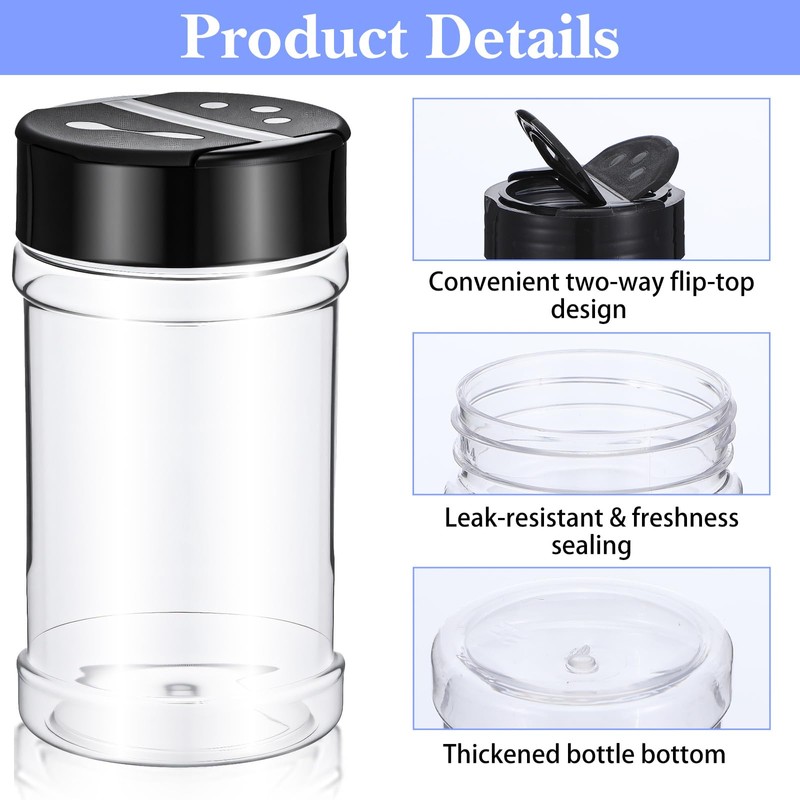 xozeooeu 48 Pack 6 Oz Plastic Spice Jars with Shaker