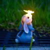 Bunny Outdoor Garden Statues Resin 600mAh Warm Light Rabbit with