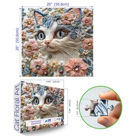 MINIWAN Cats Puzzles for Adults 500 Pieces, Beautiful Florals Crystal Diamond Art Jigsaw Puzzles 500 Pieces, Difficult Challenging Unique Funny Family Adults Puzzle, Size 20 x 20 Inches
