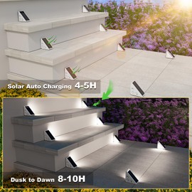 VOLISUN Solar Step Lights for Outside, Solar Stair Lights Outdoor Waterproof IP67, LED Outdoor Step Lights, Outdoor Stair Lights Decor for Deck, Front Step, Front Porch and Patio (6 Pack,Cool White)