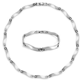 Soul-Cats Dreamlike Set Stainless Steel Necklace and Bracelet Silver Matt Shiny