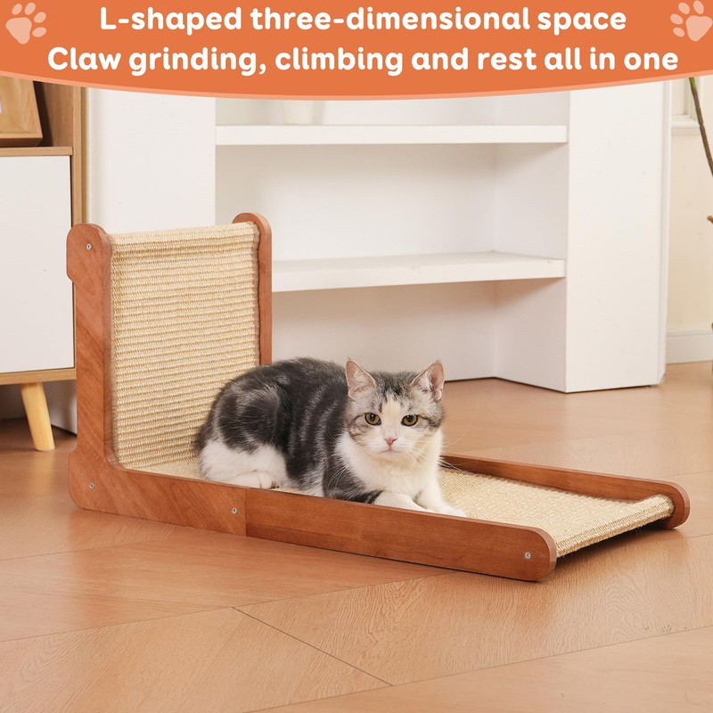 Large Cat Scratching Post for Indoor Cats,26.8'' Solid Wood Frame