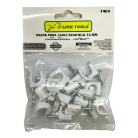 Grapa Para Cable Redondo 12mm Color Blanco 100 Pzs                                                                                                    