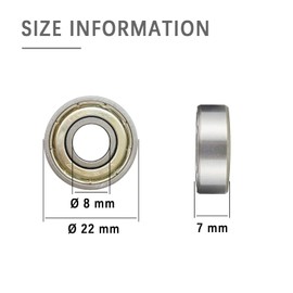 Ball Bearings 8 x 22 x 7, Pack of 10, 608ZZ, 608 Ball Bearings, Inline Ball Bearings, Skateboard Bearings, ABEC 7 Bearings