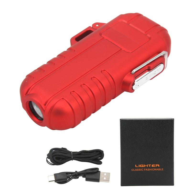 Outdoor Double Arc Electric Lighter Portable Waterproof Flashlight Lighter Charging