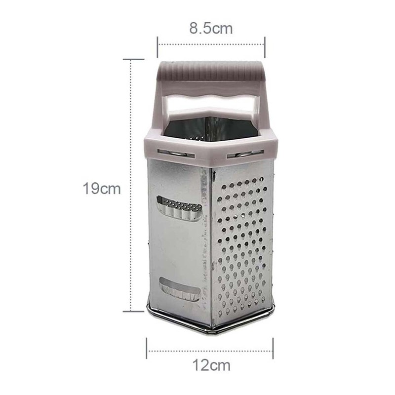 Six Sided Food Grater with Handle – Multi-Surface Metal Grater