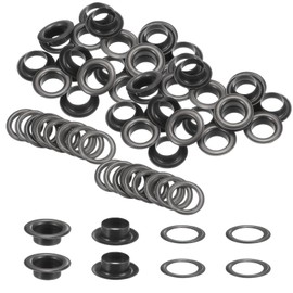 HARFINGTON 40Set Grommets Eyelets with Washers 12mm Copper Metal Eyelets Kit for Fabric Curtain Tarps Leather Belt Shoes Bag DIY, Gunmetal