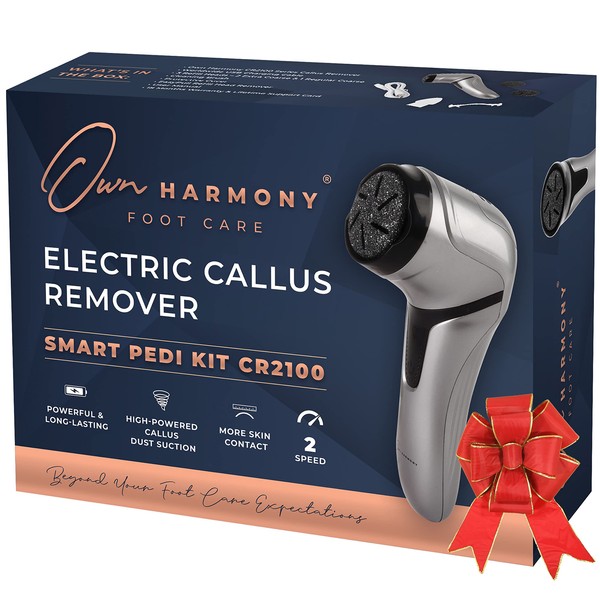 Electric Foot Callus Remover with Vacuum - Own Harmony Professional Pedicure Tools Kit for Powerful Pedi Feet Care Vac, Electronic Foot File CR2100, Best for Hard, Dry, Cracked, Dead Skin (3 Rollers)