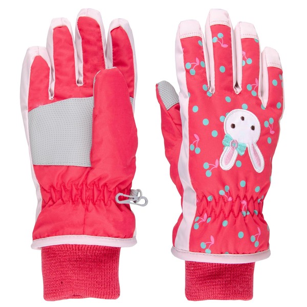 TRIWONDER Kids' Ski Gloves, Waterproof, Cold Protection, Snow Gloves, For Girls, Outdoors, Winter, Anti-Slip, Moisture Permeable, Ventilation, Abrasion Resistant (Red, S (4-6 Years))