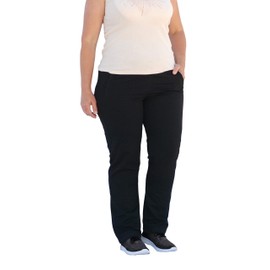 SCR SPORTSWEAR Women's 28"/30"/32"/34"/36" Inseam Pull-on Waist Casual Sweatpants Straight Leg with Zipper poketss XS-5X (Large x 28L -K163, Black)