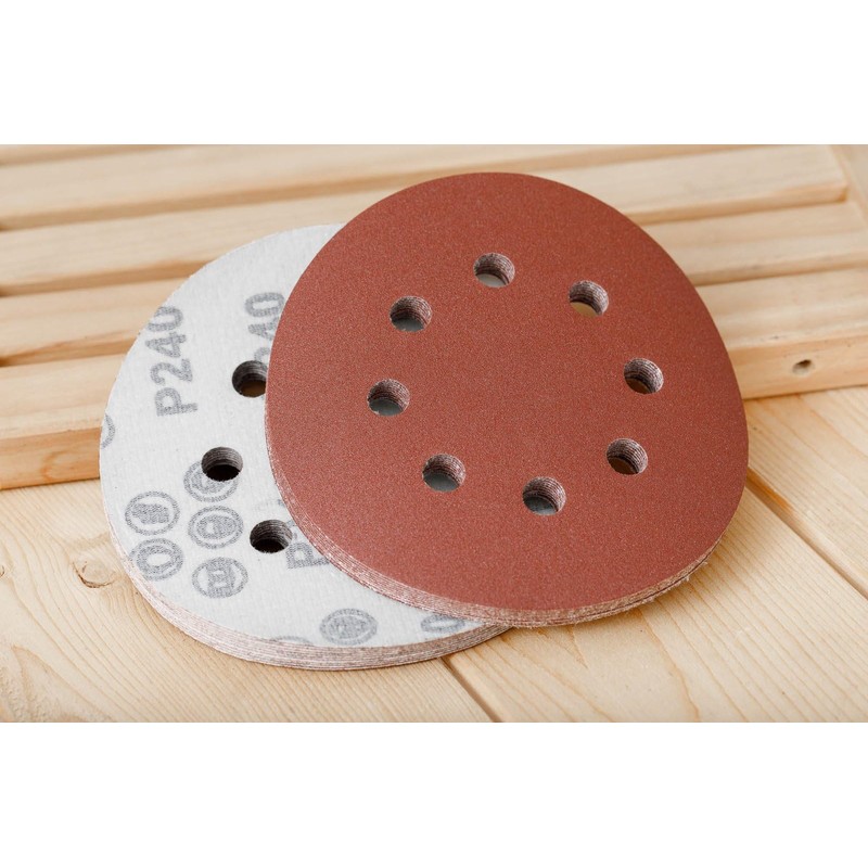 YoiYee 240 Grit Sanding Discs Pads, 8 Holes, 125mm/5-inch Hook