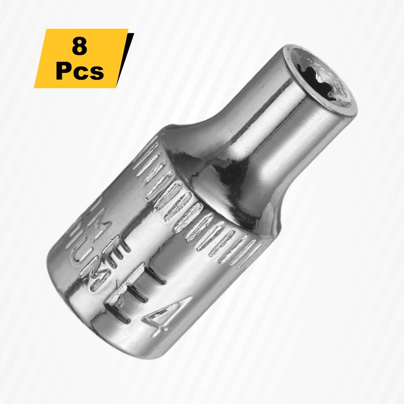 sourcing map 8pcs E-Torx Socket 1/4" Drive E4 External Torx