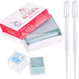 HATANSE Pack of 50 Pre-Cleaned Microscope Slides and 100 Microscope Cover Glasses Microscope Slides