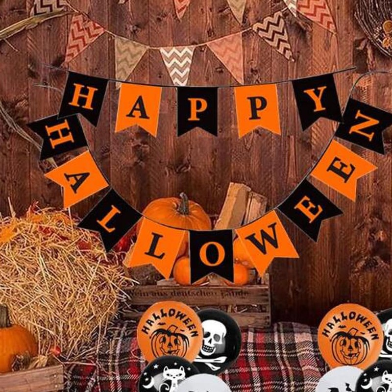 CHENLONB ハロウィン 三角旗 ガーランド 飾り付け バナー 壁飾り パーティー飾り ハロウィンオーナメント 2本セット