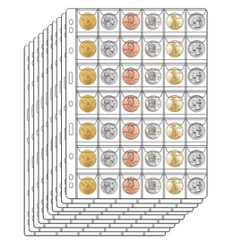 10 Sheets Coin Pages for Collectors, Standard 9-Hole Coin Collection Pages fit Most Binder, Coin Collecting Supplies (10 Sheets - 42 Pocket)