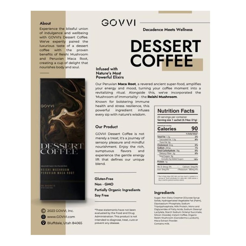 Govvi Dessert Coffee 1 Box 20 sachets - NEW