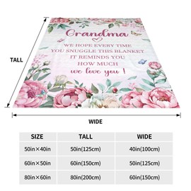 Grandma Gifts from Grandkids, Gifts for Grandma 50x60 Grandma Blanket Birthday Christmas for Grandma Grandmother Gift Ideas