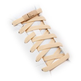 TEEZY No Tie Shoe Laces for Trainers | Premium Elastic Weave & Quick Lock Buckle | Flat Shoe Laces For Adults & Kids | Elastic Shoelaces Black White Laces No Tie | ACCELERATOR (Beige)