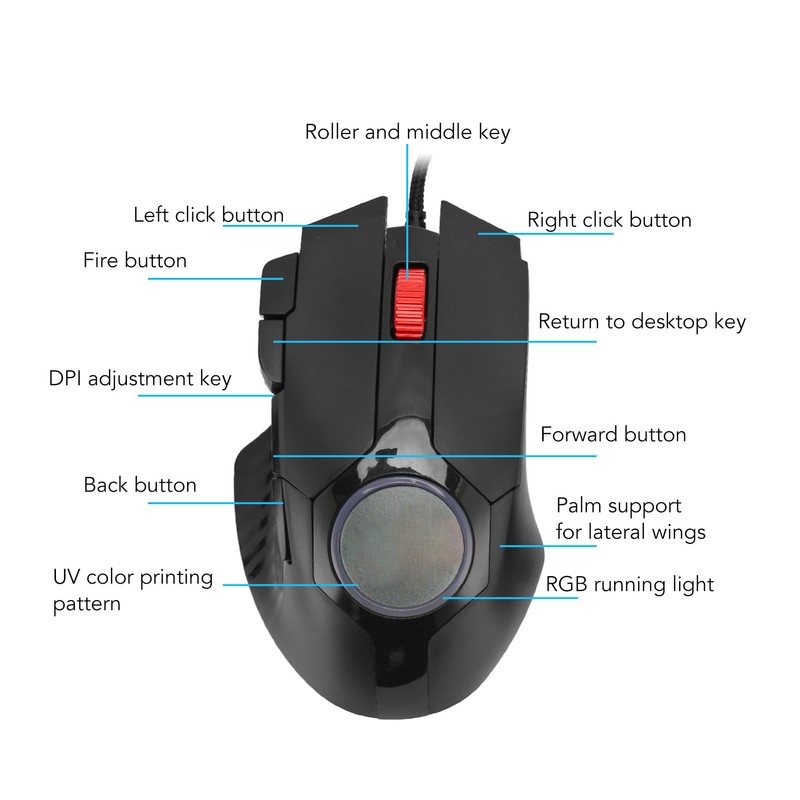 Gaming Mouse 7200 DPI RGB Backlit 8 Keys BT Mouse