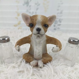 Rainbow Inc. Chihuahua Puppy Salt and Pepper Shaker Holder With Clear Shakers